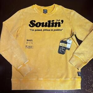 PRPS Men’s Size LARGE Soulin Crewneck Sweatshirt Yellow 100% Cotton NWT $183